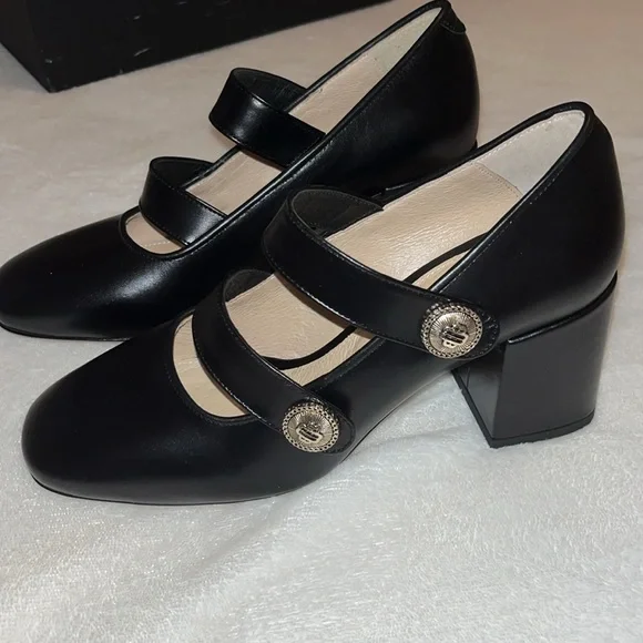 Maje Black Mary Jane Block Heel Shoes size 6 NWT - Picture 5 of 14
